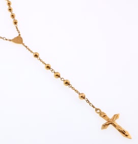 18k Gold Crucifix Rosary Necklace 16.0g