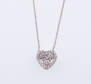 14k Gold Multi 0.40 ct Diamond Heart Necklace 2.7g