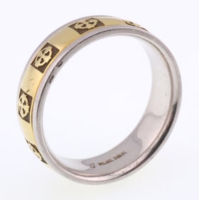 Platinum & 18k Gold Celtic Cross Band/Ring 13.7g