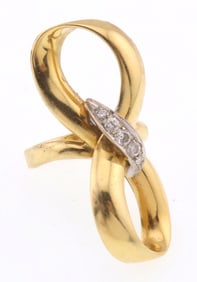 18k Gold 0.20 ct Diamond Ribbon Design Ring 11.0g