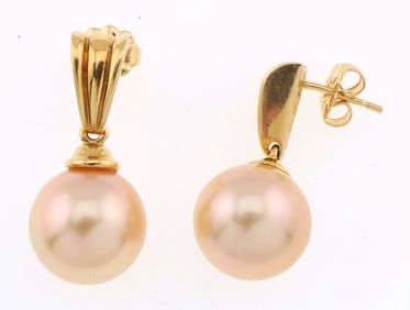 18k Gold Pearl Drop/Dangle Post Earrings 7.7g
