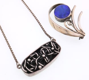 Sterling Silver Sioma Wajchman Necklace & Pin 0.7 ozt