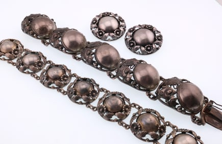 Niels Erik From; Modernist Sterling Silver Bracelets and Earrings