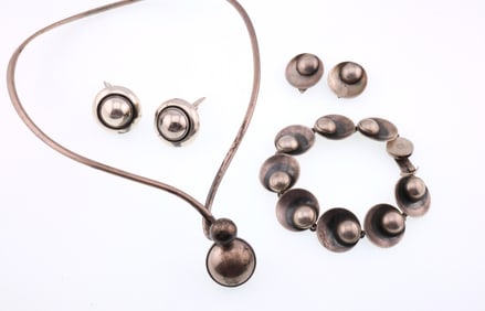 Niels Erik From; Modernist Sterling Silver Jewelry Group
