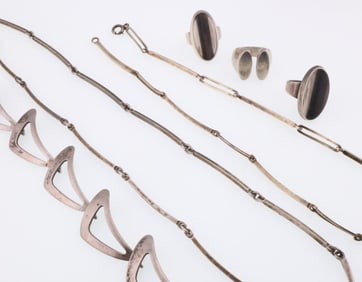 Niels Erik From; Modernist Sterling Silver Rings and Necklaces