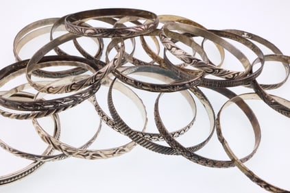 Danecraft; Twenty-Three Sterling Silver Bangle Bracelets