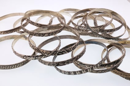 Danecraft; Twenty-Three Sterling Silver Bangle Bracelets