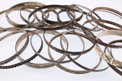 Various Makers; Twenty-Two Sterling Silver Bangle Bracelets