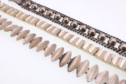 Various Makers; Three Mexican Sterling Silver Modernist Bracelets