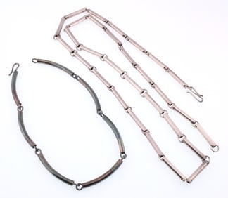 S'Paliu, Spain; Modernist Sterling Silver Thirty-Six Inch Necklace