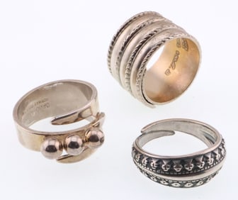 David Andersen; Three Modernist Sterling Silver Rings