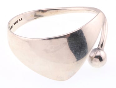 Bent Knudsen, Denmark; Modernist Sterling Silver Cuff Bracelet