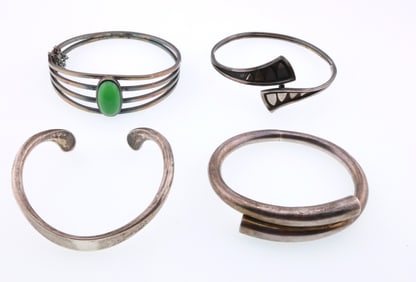 Various Makers, Denmark; Four Modernist Sterling Silver Bracelets