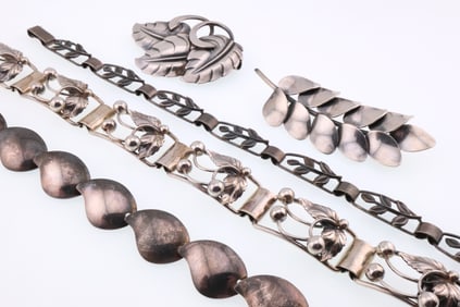 John Lauritzen, Denmark; Modernist Sterling Silver Jewelry Group
