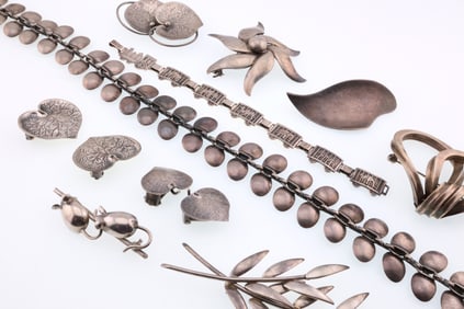 Various Makers, Denmark; Modernist Sterling Silver Jewelry Group