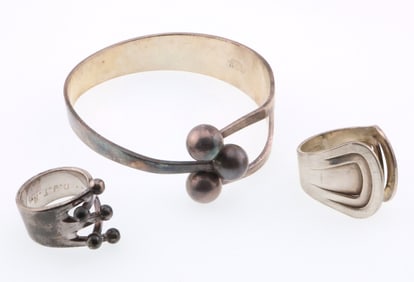 Anna Greta Eker For Plus Designs; Sterling Silver Rings and Bracelet