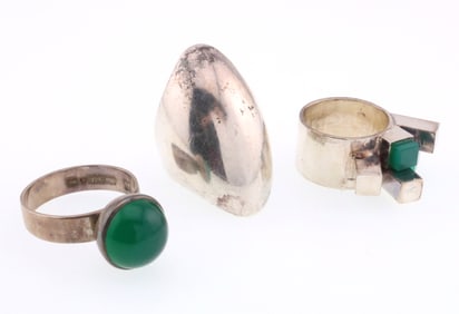 Kalevala Koru, Finland; Three Modernist Sterling Silver Rings