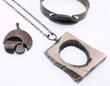 Various Makers, Scandinavian; Modernist Sterling Silver Jewelry Group