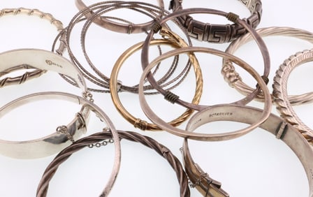 Modernist Jewelry; Thirteen Sterling Silver Bracelets