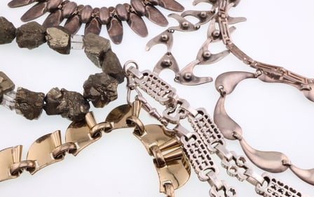 Modernist Jewelry; Six Sterling Silver Necklaces