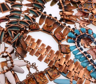 Matisse Renoir; Twenty Modernist Enamel Copper Necklaces and Bracelets