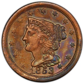 1853 1/2C Braided Hair Half Cent PCGS Cleaned-XF Detail