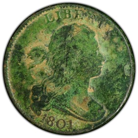 1801 1C Draped Bust Large Cent PCGS Enviromental Damage-F Detail