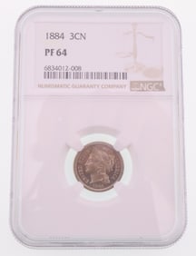 1884 3C Nickel Three-Cent Piece NGC PF64