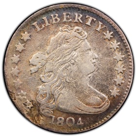 1804 10C Draped Bust Silver Dime 14 Star Reverse PCGS VF Detail