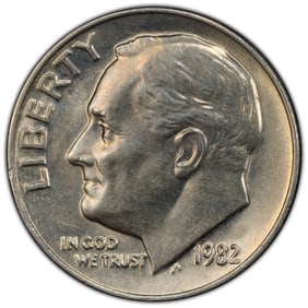 1982 10C No Mint Roosevelt Dime PCGS Cleaned UNC-Detail