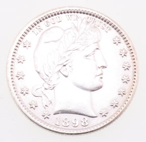 1898 25C Barber Silver Quarter