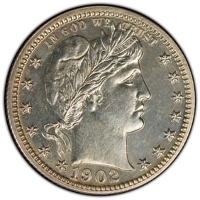 1902 25C Barber Silver Quarter PCGS PR62