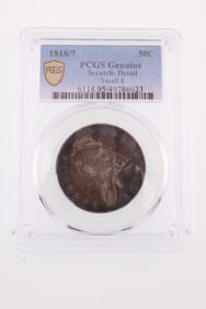 1818/7 50C Capped Bust Silver Half Dollar PCGS Scratch Detail