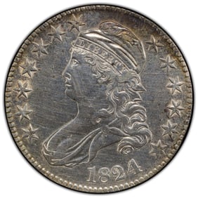 1824/4 50C Capped Bust Silver Half DollarPCGS Genuine Polished-XF Detail