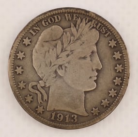 1913 50C Barber Silver Half Dollar