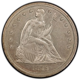 1859-S $1 Liberty Seated Silver Dollar PCGS Cleaned-AU Detail