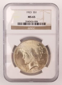 1923 $1 Peace Silver Dollar NGC MS65