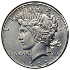 1928 $1 Peace Silver Dollar PCGS Cleaned-AU Detail