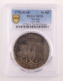 1778 HIAB Sp Dal Norway. PCGS VF20