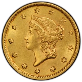 1854 $1 Type 1 Liberty Head Gold. PCGS MS63