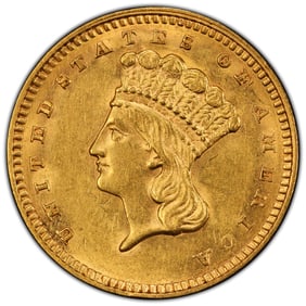 1862 $1 Indian Princess Head Gold PCGS AU58