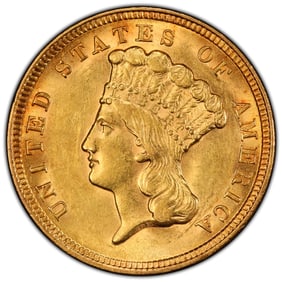 1854 $3 Indian Princess Head Gold PCGS AU58