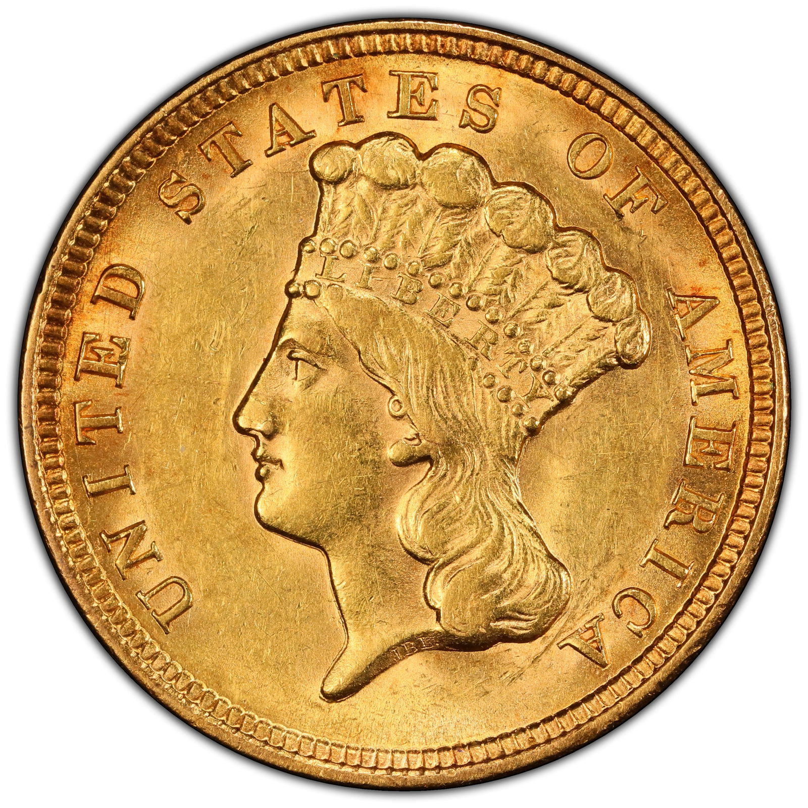 1854 $3 Indian Princess Head Gold PCGS AU58 (1 of 4)