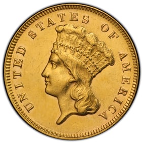 1878 $3 Indian Princess Head Gold PCGS Cleaned-AU Detail