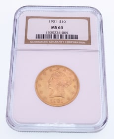 1901 $10 Liberty Head Gold NGC MS63