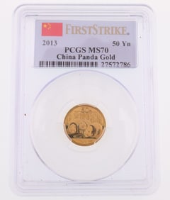 2013 China Panda 1/10 Oz Gold PCGS MS70