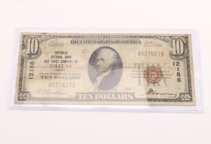 $10 Republic National Bank & Trust Co. of Dallas, TX Note