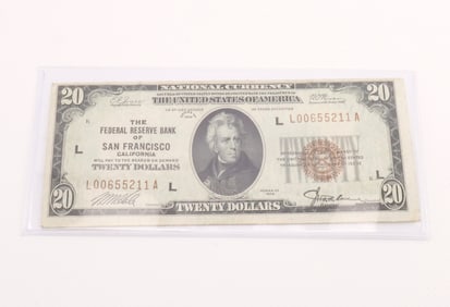 $20 Federal Reserve Bank of San Francisco Note
