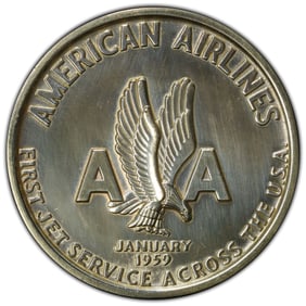 1959 Medal American Airlines Jet $ PCGS Cleaned-AU Detail