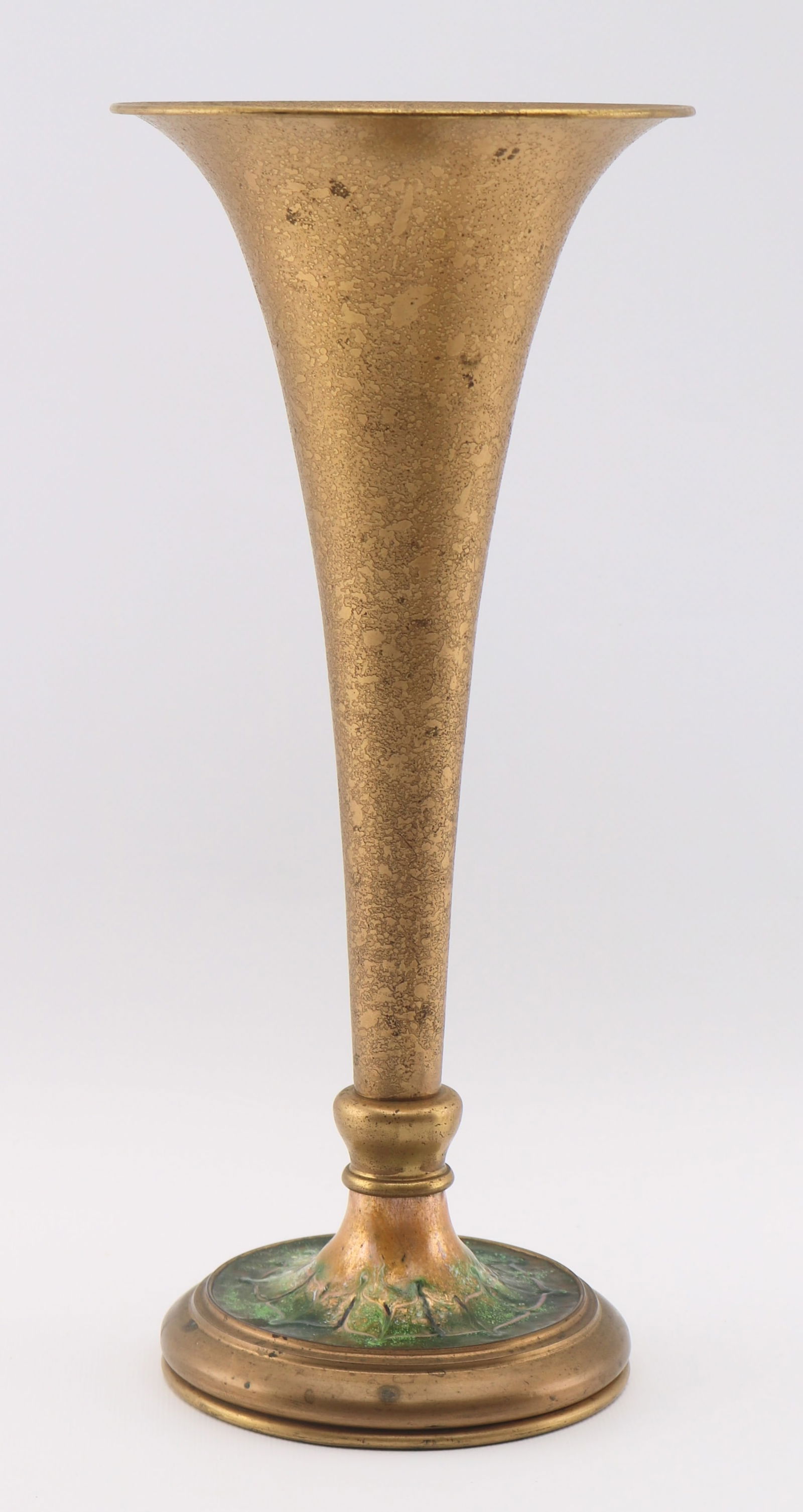 Louis Comfort Tiffany Furnaces Gilt Bronze and Enamel Vase #165